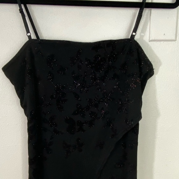 Vintage Slip Dress Mesh Overlay Sparkly Y2K Whimsigoth Long Strappy M 8Tall Vamp - Picture 6 of 15